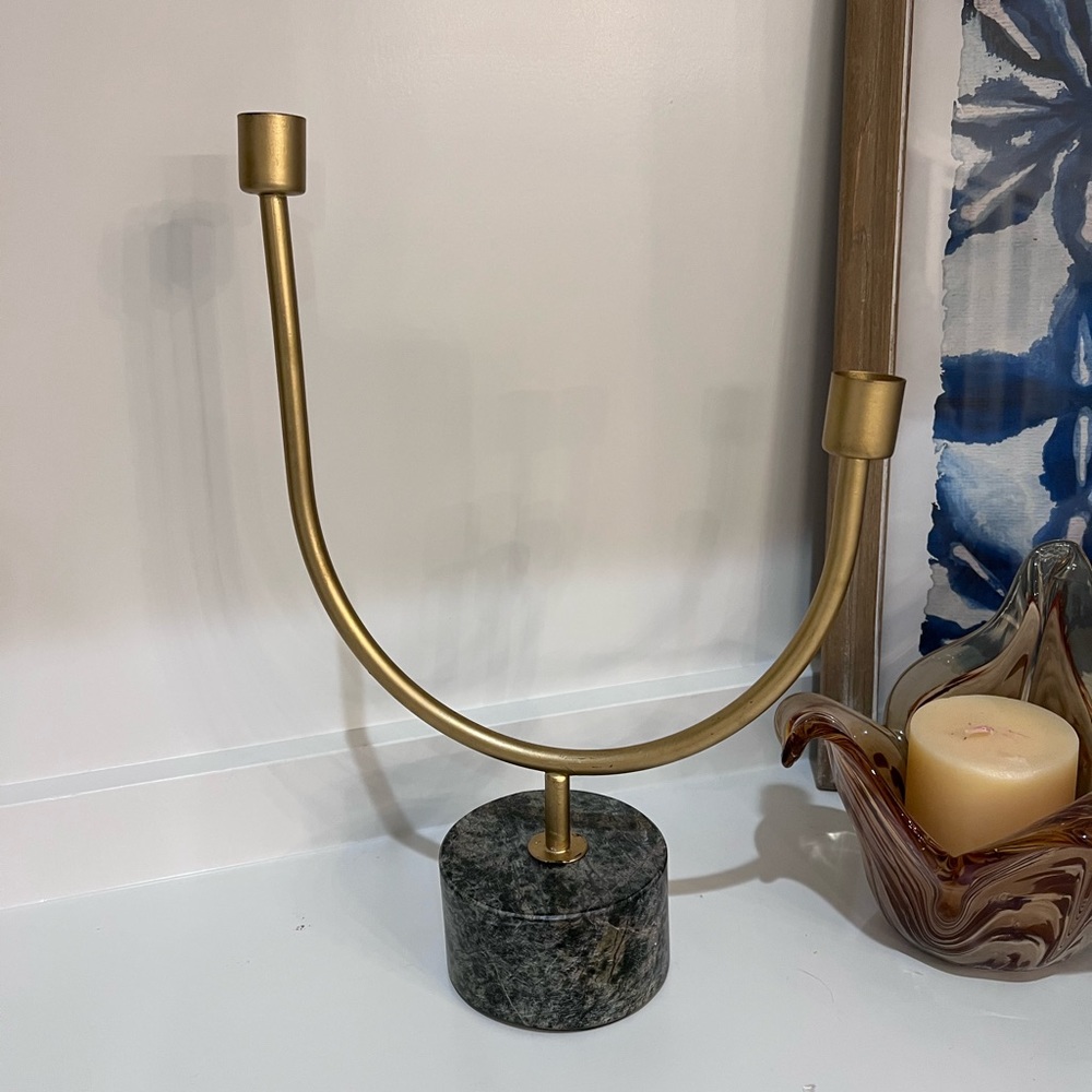 Gold and granite candle holder